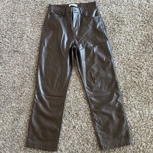 Abercrombie & Fitch Chocolate Faux Leather Trousers 10S